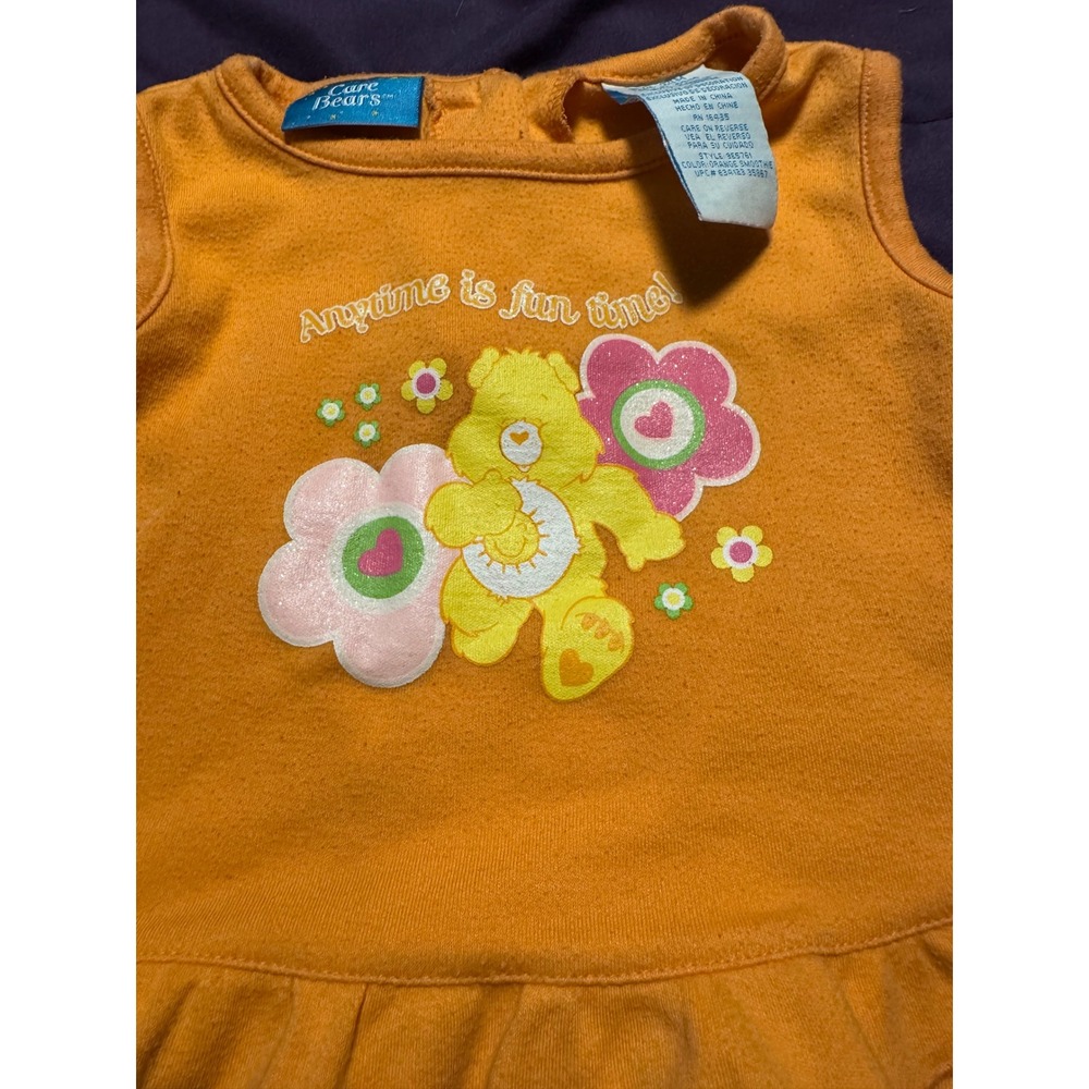 Vintage Care Bears Funshine Bear Orange Ruffle Sleeveless Top 24M 9E5761